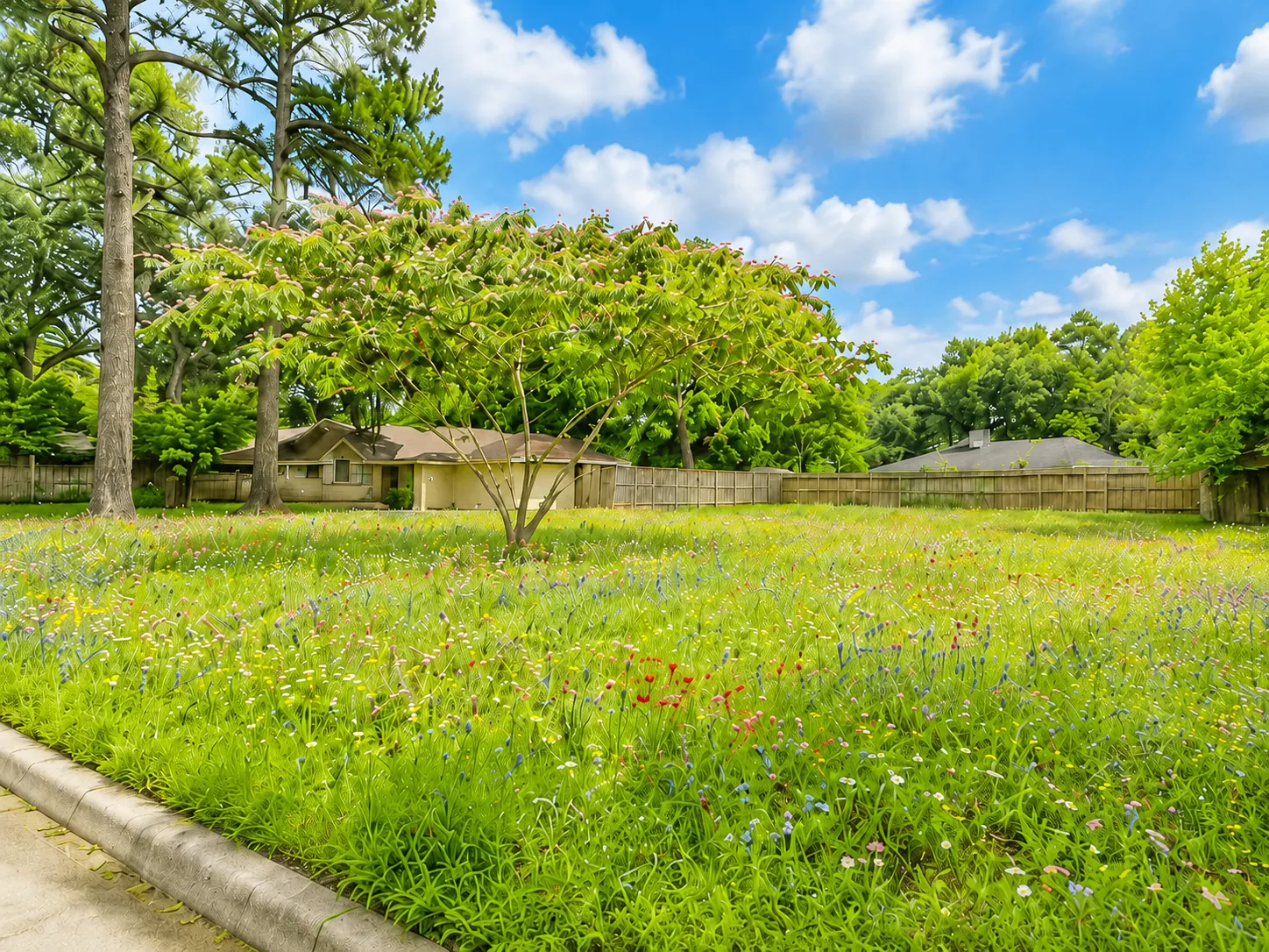 Cleared wildflower lot at 4411 Cheena Drive in Willow Meadows, Houston